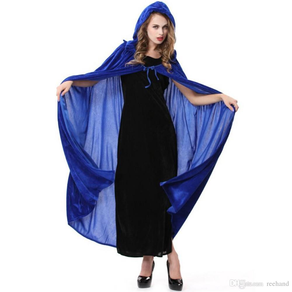 B048-1 Halloween  costume party performance clothing dense velvet witch cloak